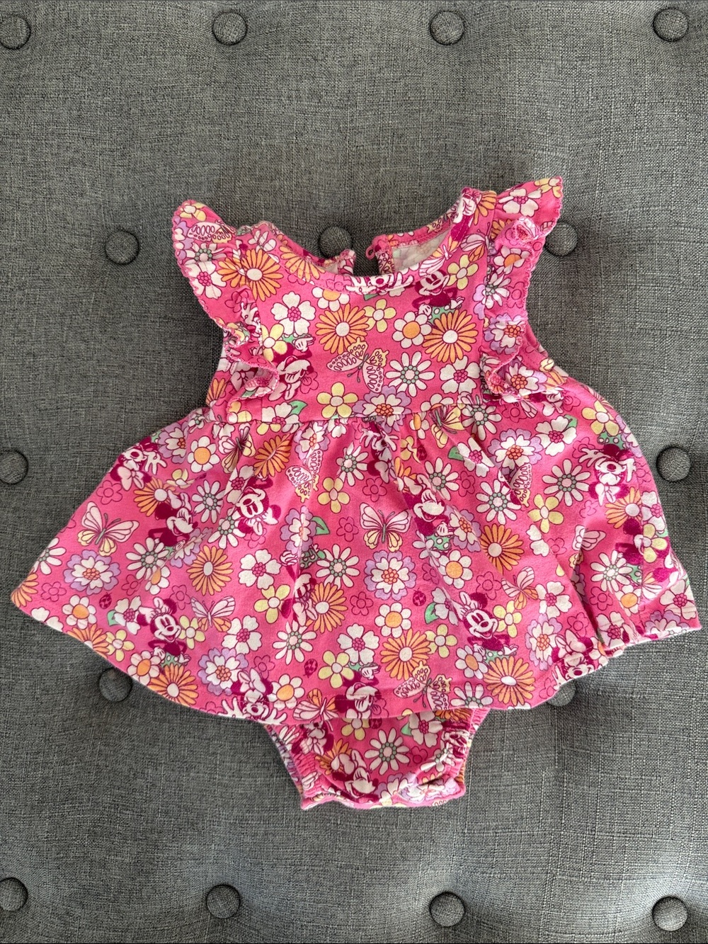 Disney Pink Floral Ruffle Baby Onesie